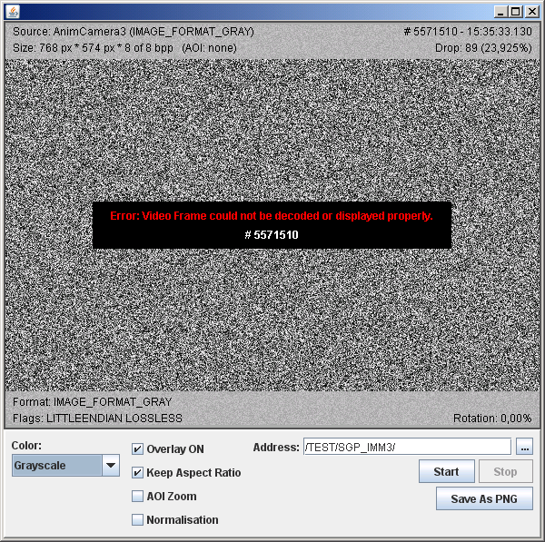 Screenshot showing Error Screen.