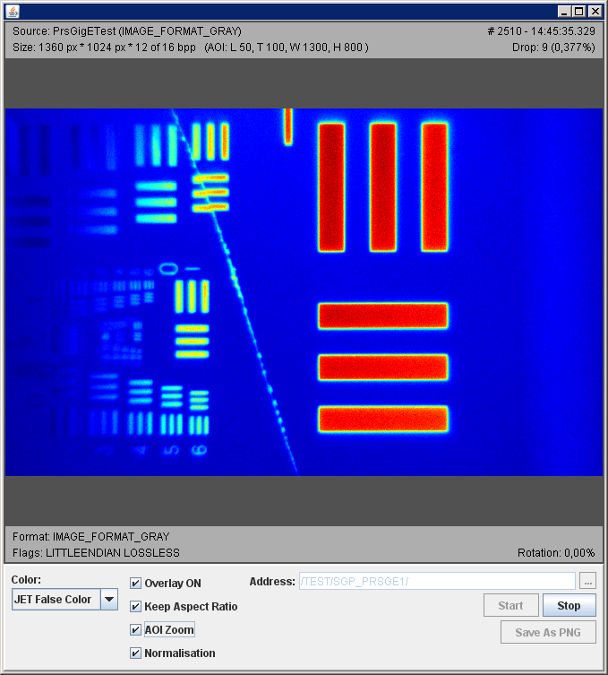 Screenshot of slit grid image, AOI zoomed, aspect ratio maintained